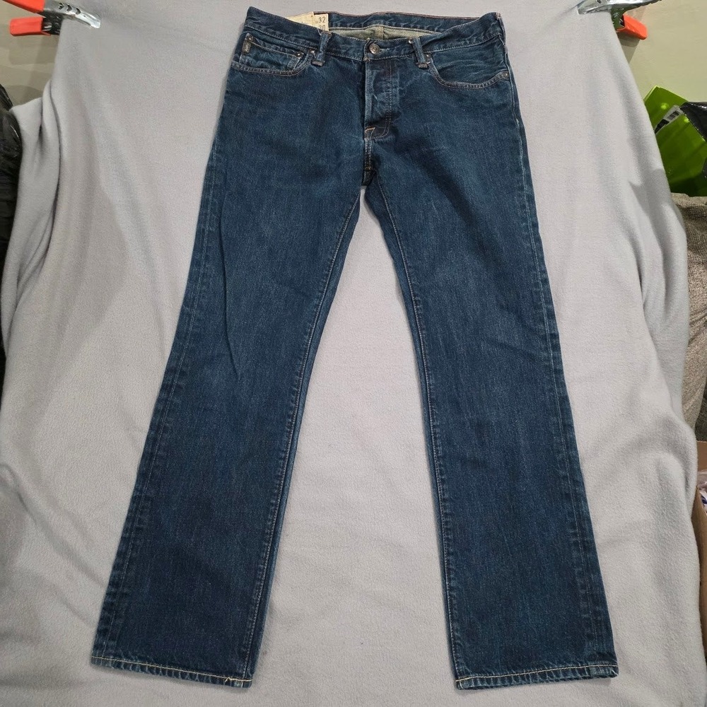 Abercrombie & Fitch Remsen Jeans Men 32x30 Low Rise Slim Straight Dark Wash Blue